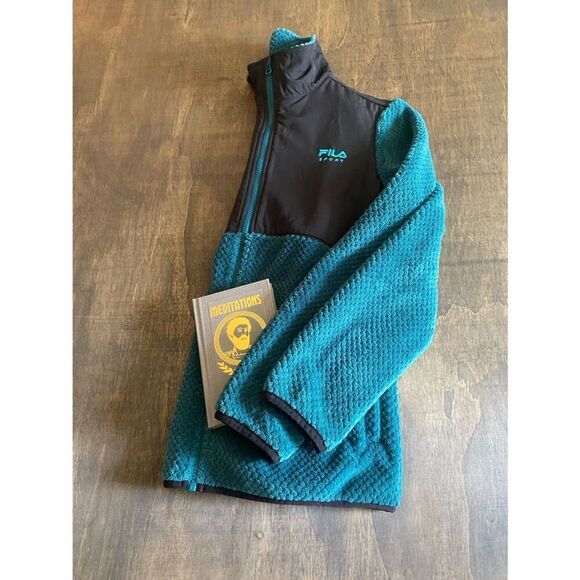 Fila Jackets & Blazers - Fila Teal and Black Sherpa Fleece Jacket